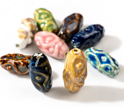 Abstract Irregular Special Shape Pendant Ceramic Retro Beads For Jewelery Making Necklaces